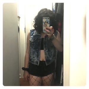 acid wash denim vest